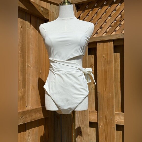 🆕 ZIMMERMANN 🧿 NWOT Separates Sculpt Scarf Tie One Piece, White - Sz 3 US8/10 - Picture 2 of 16